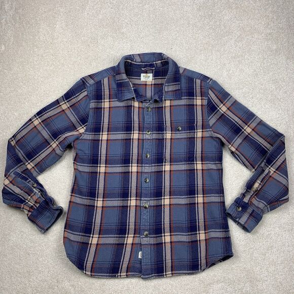 Marine Layer Men’s Shirt Textured Twill Flannel Medium Plaid Long Sleeve Outdoor - Picture 2 of 12